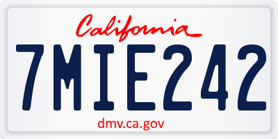 CA license plate 7MIE242