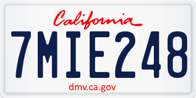 CA license plate 7MIE248