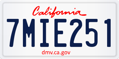 CA license plate 7MIE251