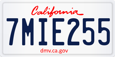 CA license plate 7MIE255