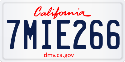 CA license plate 7MIE266