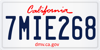 CA license plate 7MIE268
