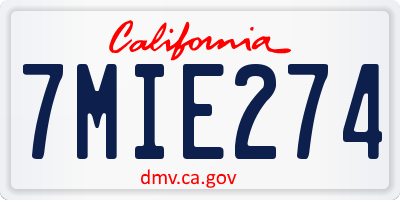 CA license plate 7MIE274