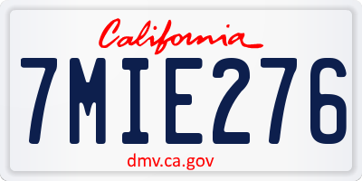 CA license plate 7MIE276