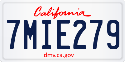 CA license plate 7MIE279