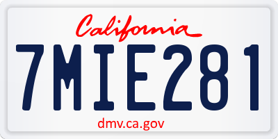 CA license plate 7MIE281