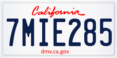 CA license plate 7MIE285