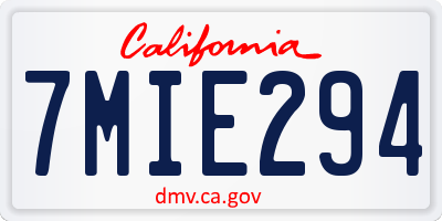 CA license plate 7MIE294