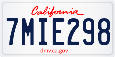 CA license plate 7MIE298