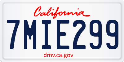 CA license plate 7MIE299