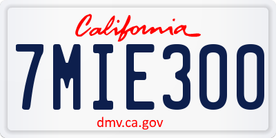 CA license plate 7MIE300