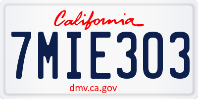 CA license plate 7MIE303
