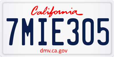CA license plate 7MIE305