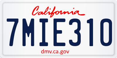CA license plate 7MIE310