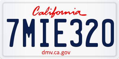 CA license plate 7MIE320