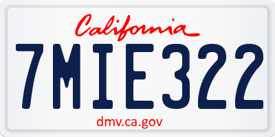 CA license plate 7MIE322