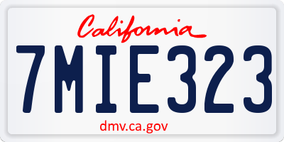 CA license plate 7MIE323