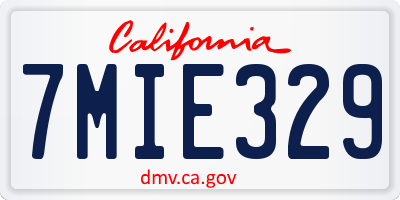 CA license plate 7MIE329
