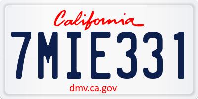 CA license plate 7MIE331