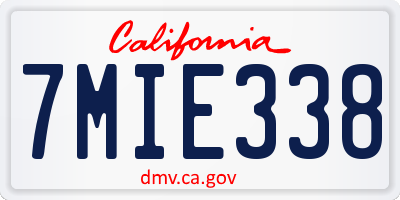 CA license plate 7MIE338