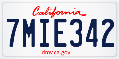 CA license plate 7MIE342