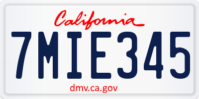 CA license plate 7MIE345
