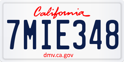 CA license plate 7MIE348