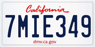 CA license plate 7MIE349