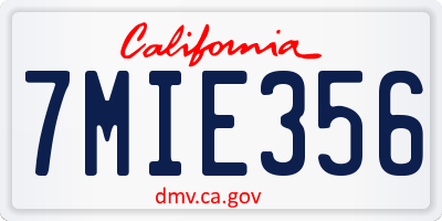 CA license plate 7MIE356
