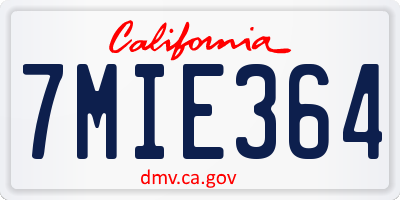 CA license plate 7MIE364