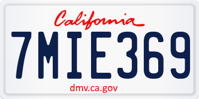 CA license plate 7MIE369