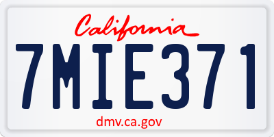 CA license plate 7MIE371