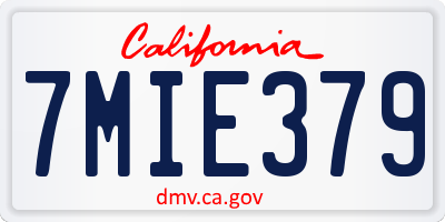 CA license plate 7MIE379
