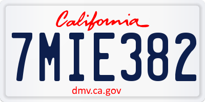 CA license plate 7MIE382