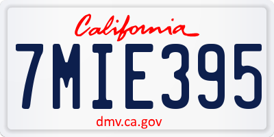 CA license plate 7MIE395