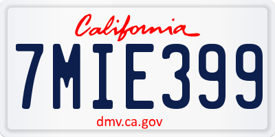 CA license plate 7MIE399