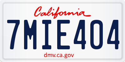 CA license plate 7MIE404