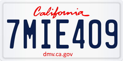 CA license plate 7MIE409