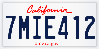 CA license plate 7MIE412