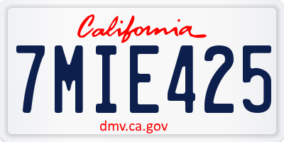 CA license plate 7MIE425