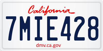 CA license plate 7MIE428