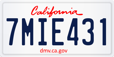 CA license plate 7MIE431