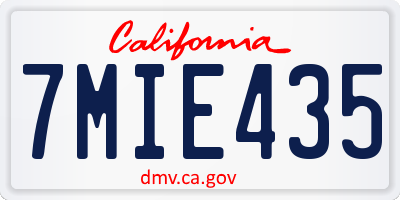 CA license plate 7MIE435