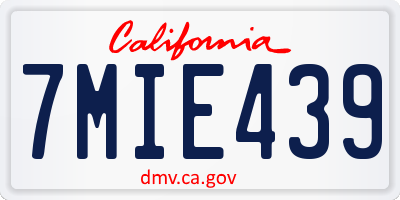 CA license plate 7MIE439