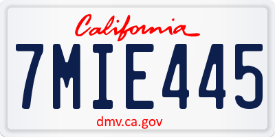 CA license plate 7MIE445