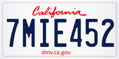 CA license plate 7MIE452