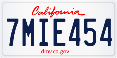 CA license plate 7MIE454