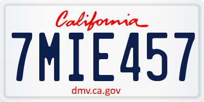 CA license plate 7MIE457