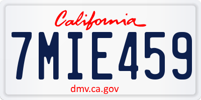 CA license plate 7MIE459
