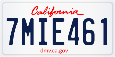 CA license plate 7MIE461